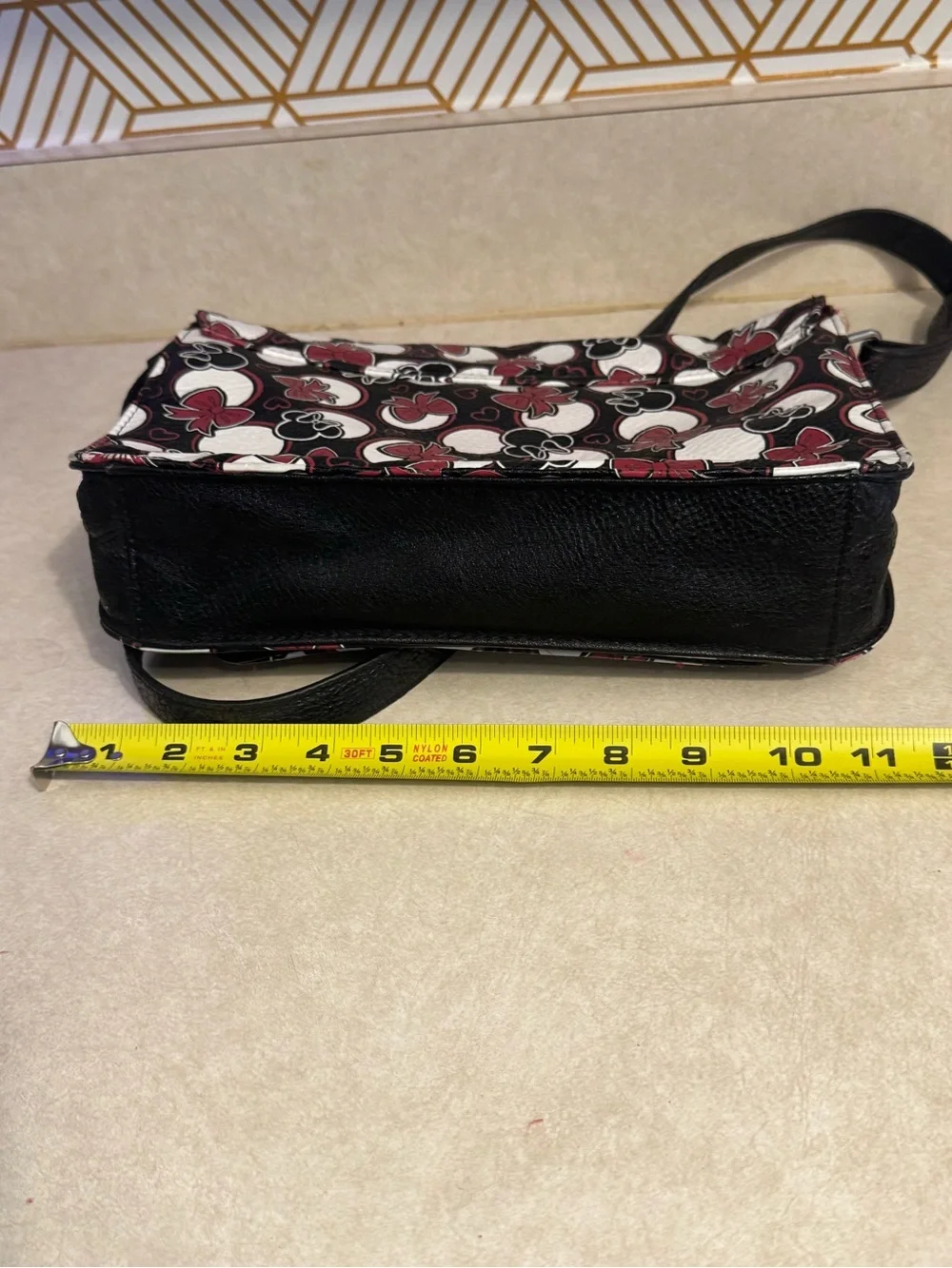 Disney “Minnie Loves Dots” Black & Red Minnie Ears Book Bag Satchel Buckle Front